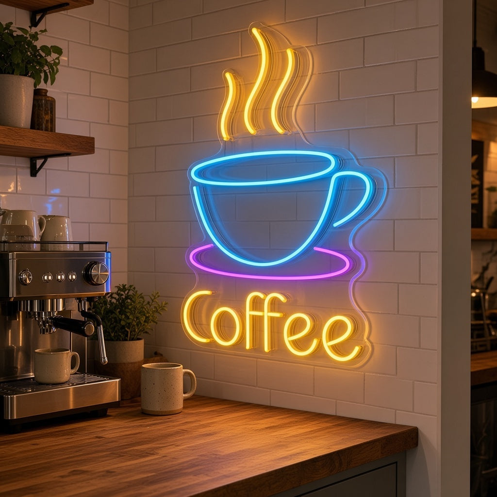 Coffee Remote Control LED Neon Sign - advertising view