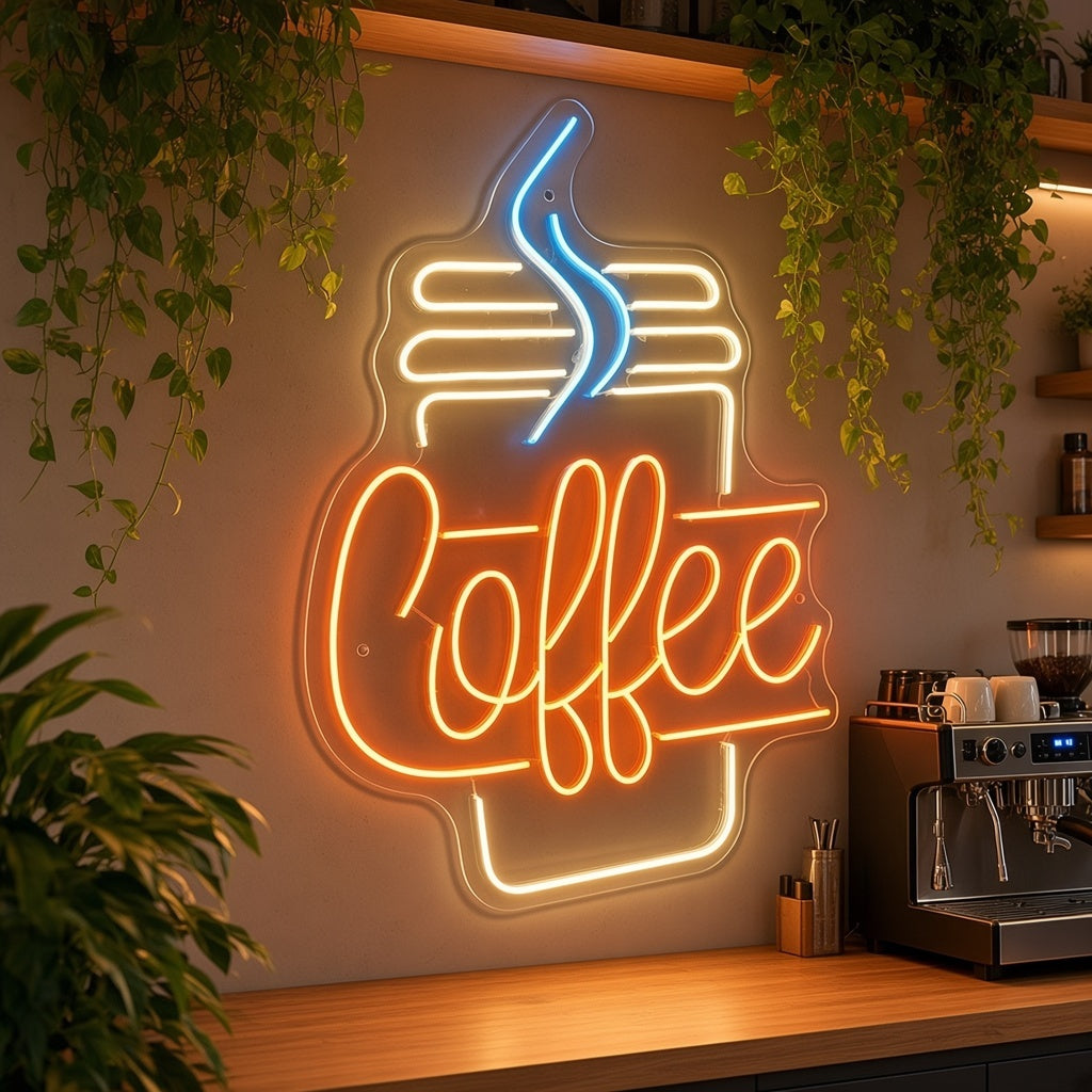 Coffee Wall Mount LED Neon Sign - advertising view