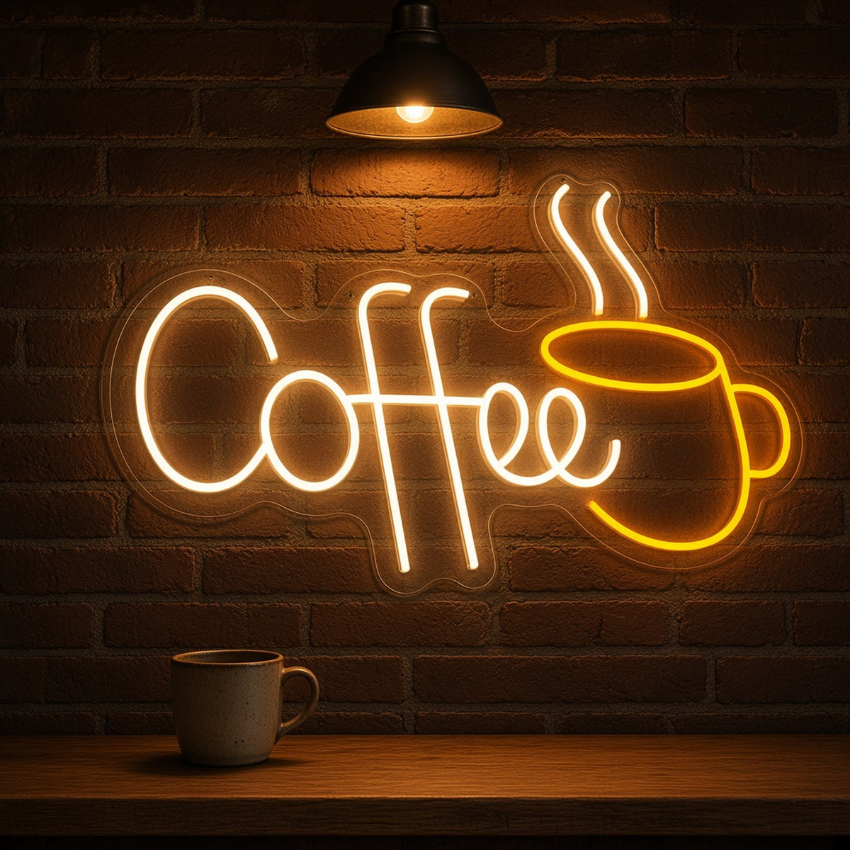 Coffee Steaming Mug for Kitchen Cafe LED Neon Sign - advertising view