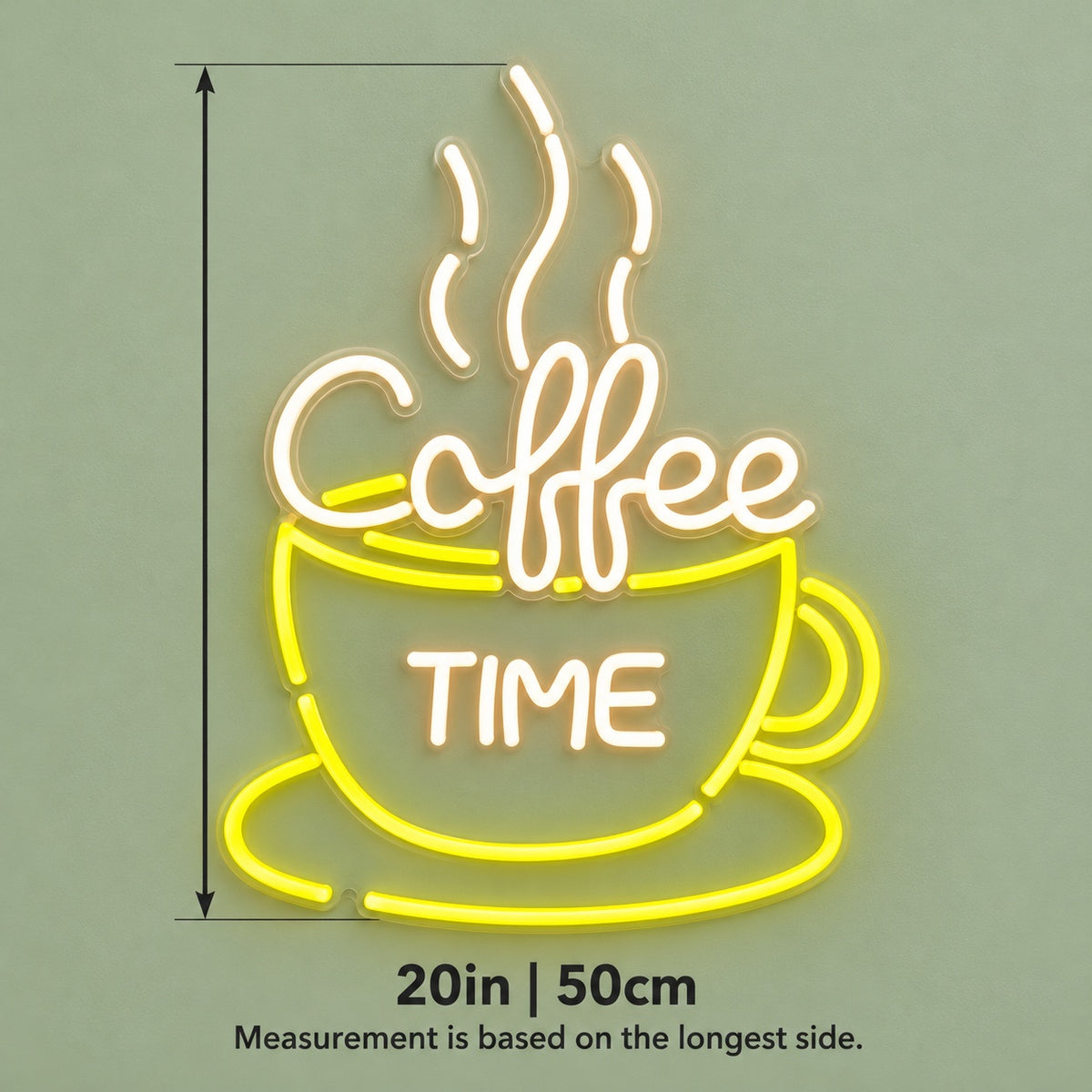 Coffee Time LED Neon Sign - size guide