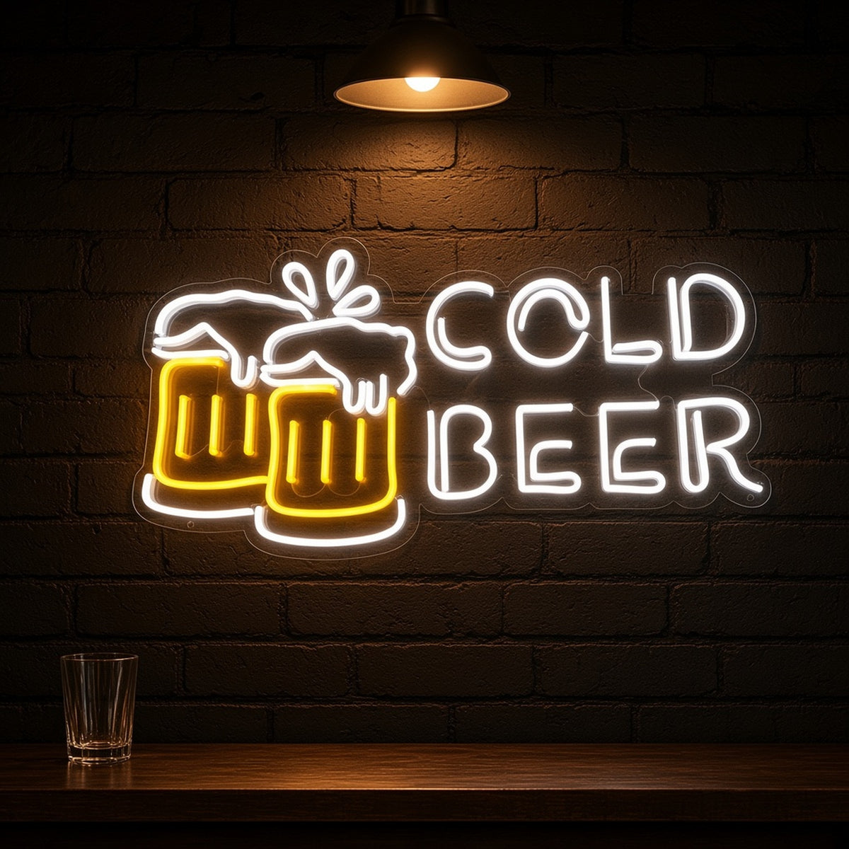 Cold Beer Clinking Beer Mugs Letters Light for Home Bar Pub LED Neon Sign - advertising view