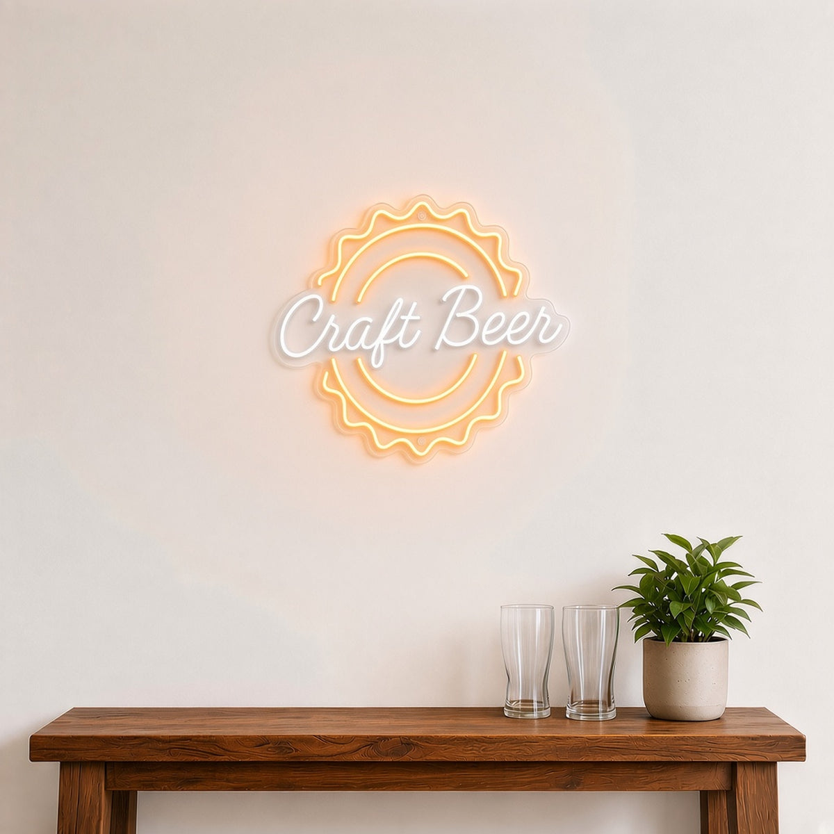 Craft Beer Bottle Cap Light for Pub Garage Man Cave LED Neon Sign - lifestyle view
