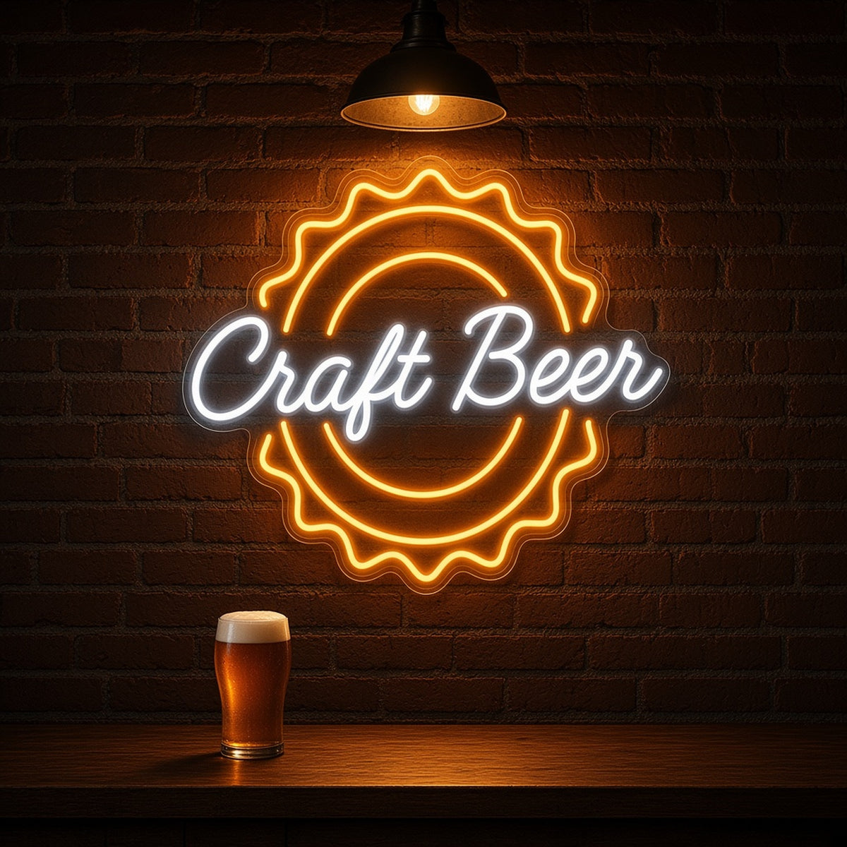 Craft Beer Bottle Cap for Brewery Taproom LED Neon Sign - advertising view