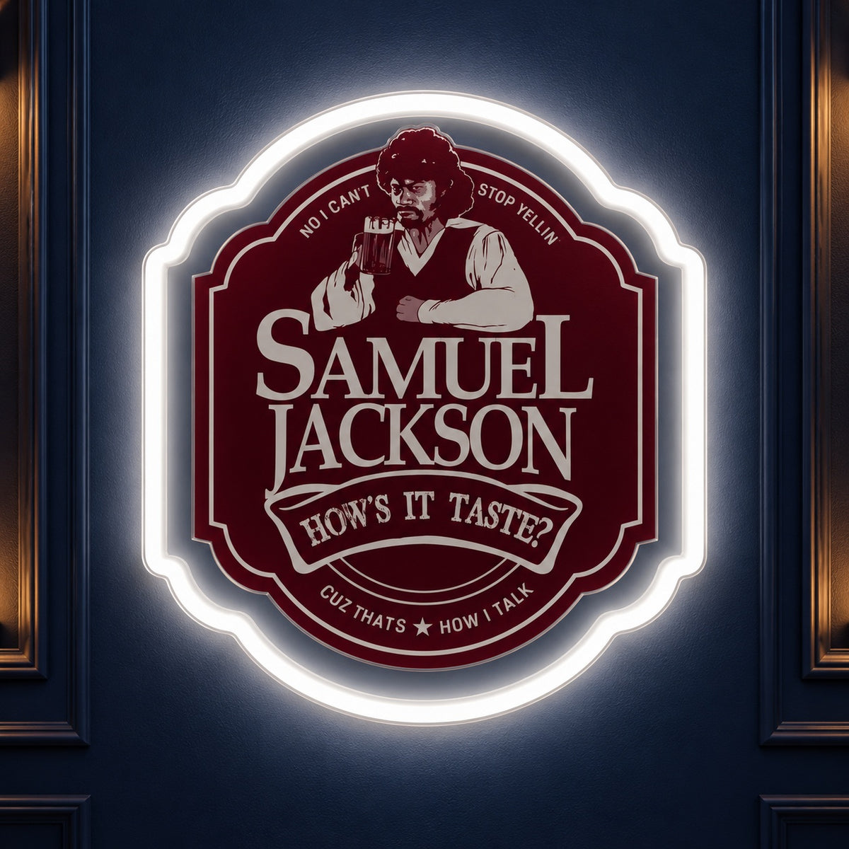 Curly Haired Man Beer Badge LED Neon Sign - product hero