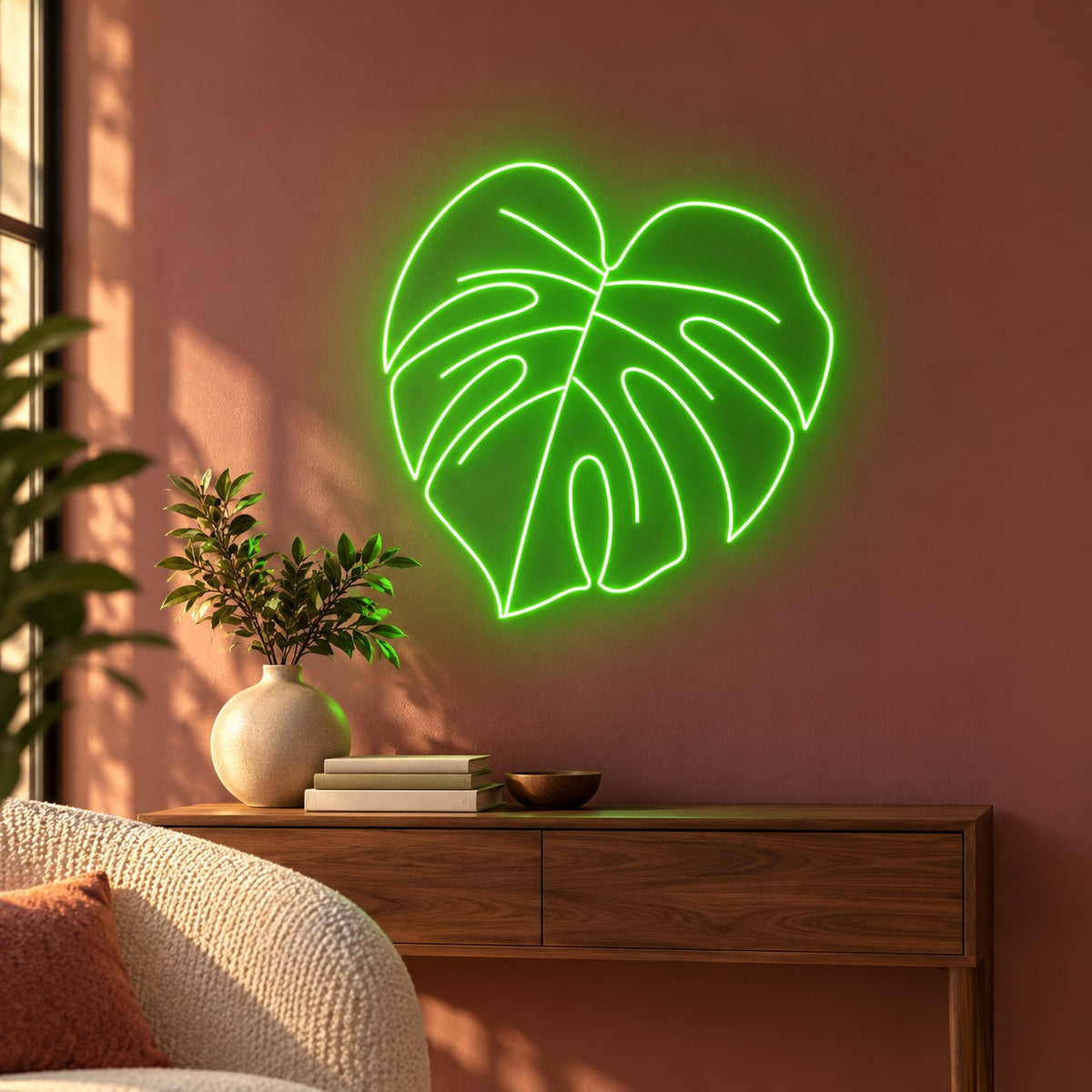 Monstera Leaf LED Neon Sign - advertising view