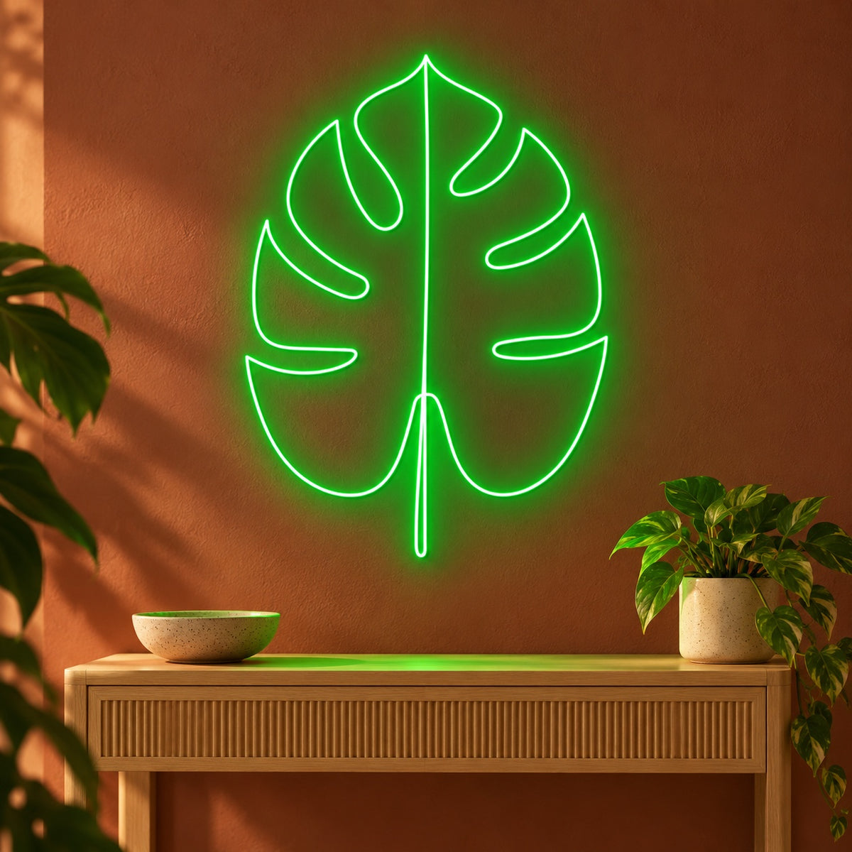 Monstera Leaf LED Neon Sign - advertising view