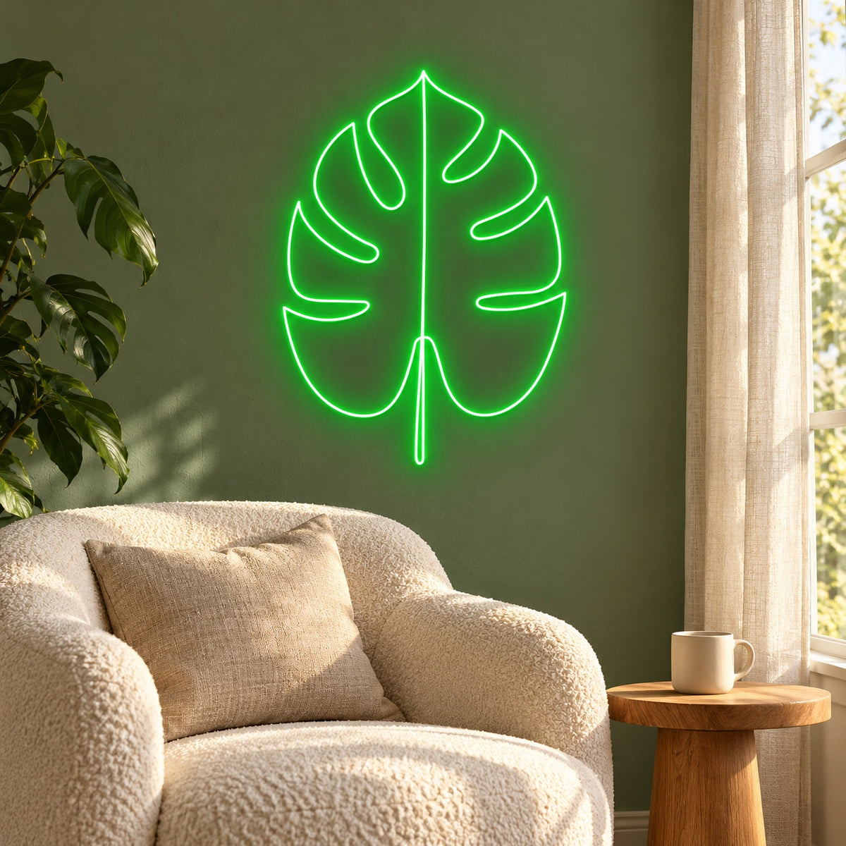 Monstera Leaf LED Neon Sign - lifestyle view