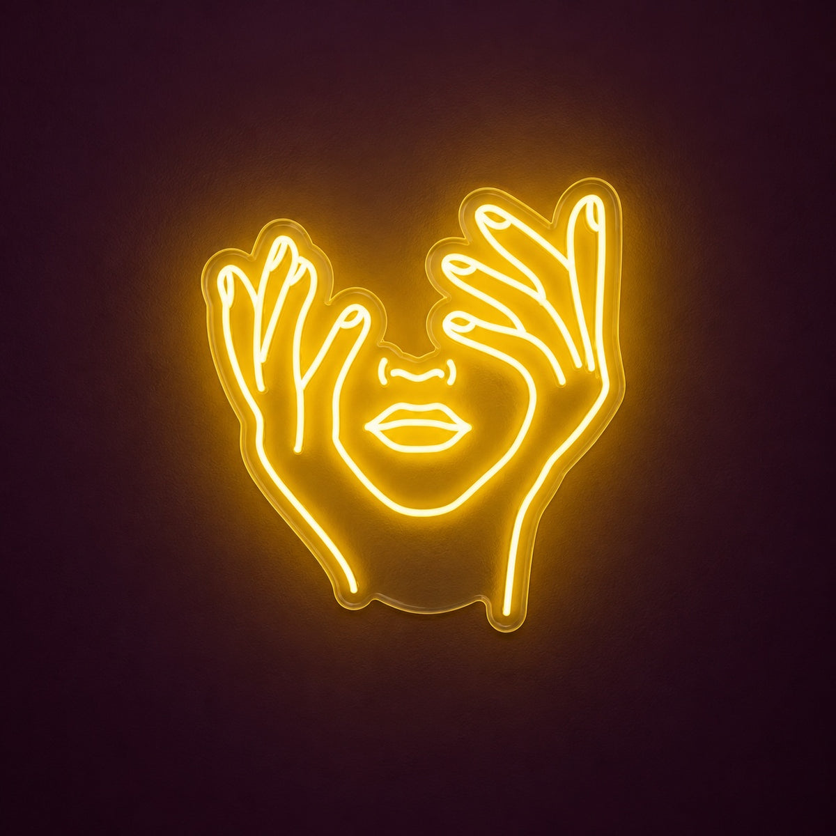 Hands Framing Face LED Neon Sign - product hero
