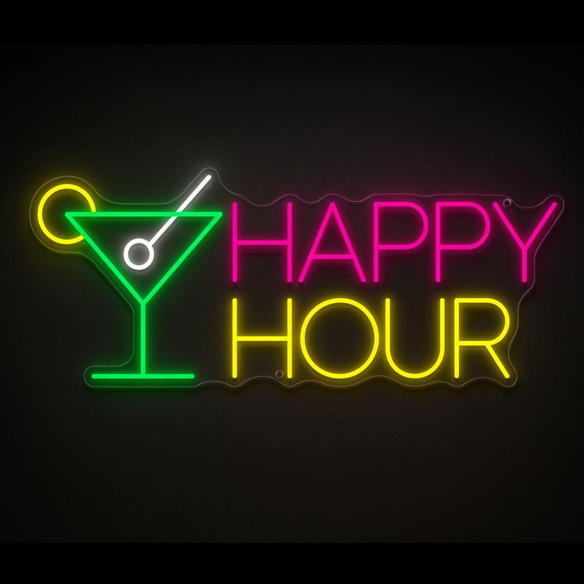 Happy Hour Martini Glass HAPPY HOUR Light for Home Bar LED Neon Sign - product hero