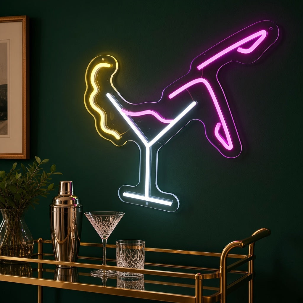 Lady In Martini Glass LED Neon Sign - advertising view