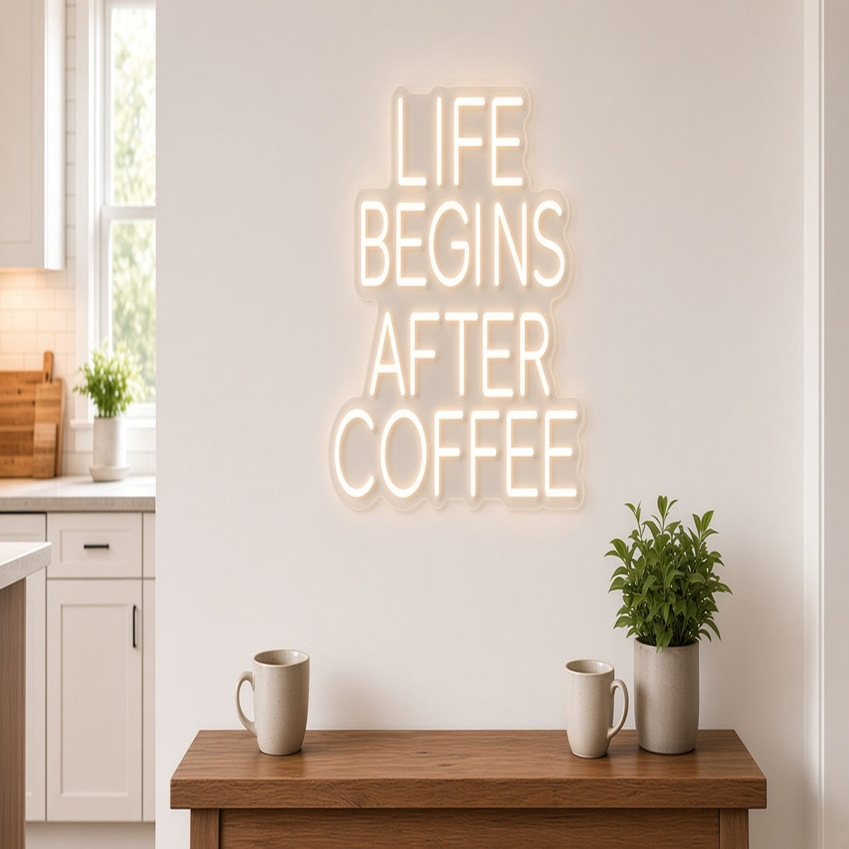 Life Begins After Coffee Stacked Letters for Coffee Corner LED Neon Sign - lifestyle view