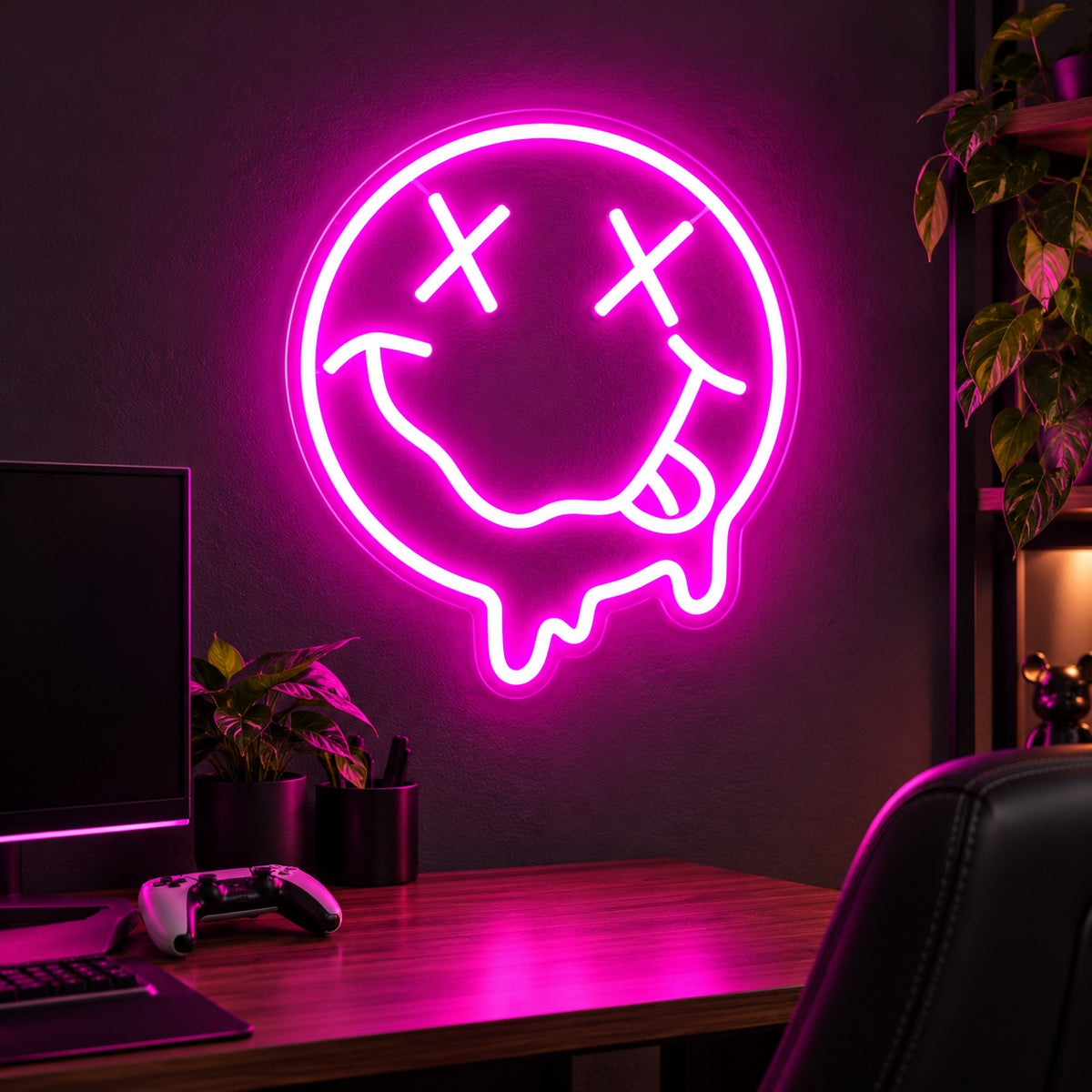 Melting Tongue Out Face LED Neon Sign - advertising view