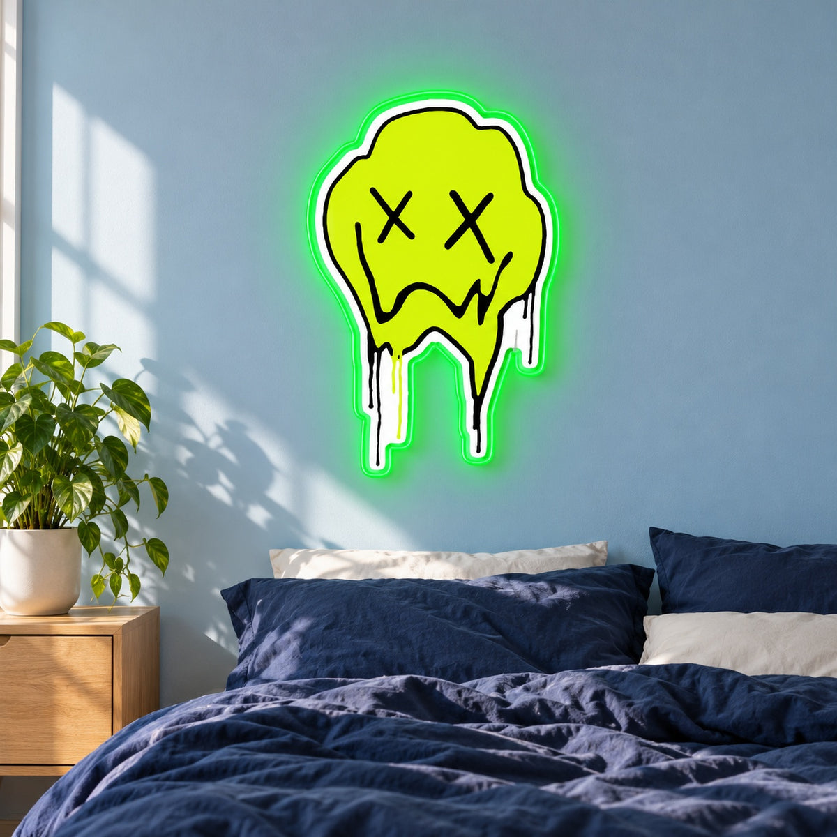 Melting X Eyes Face LED Neon Sign - lifestyle view