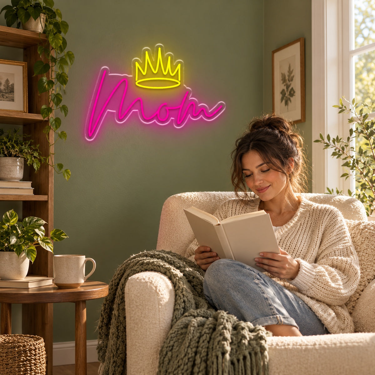 Mom Crown LED Neon Sign - lifestyle view