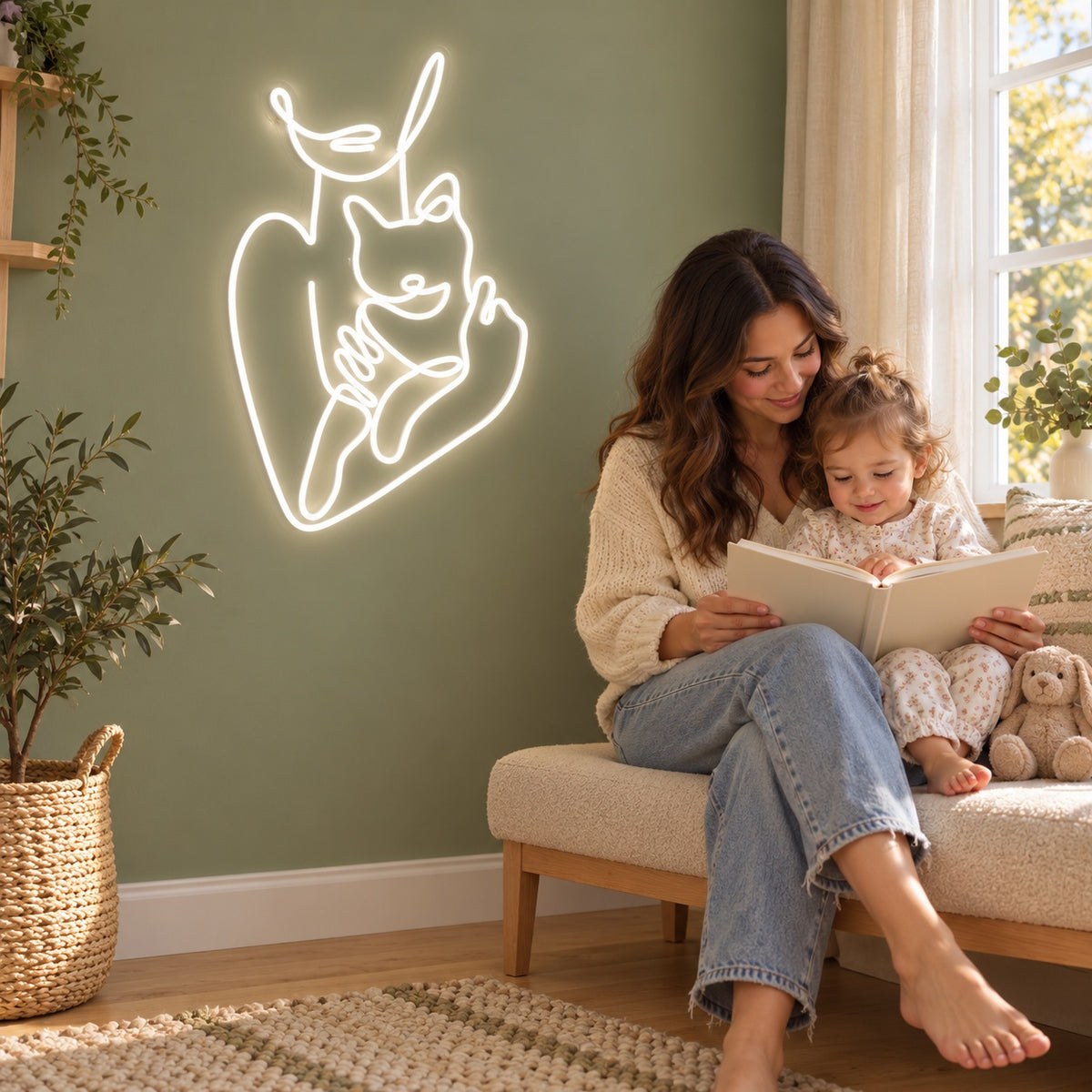 Mother And Child Embrace LED Neon Sign - lifestyle view