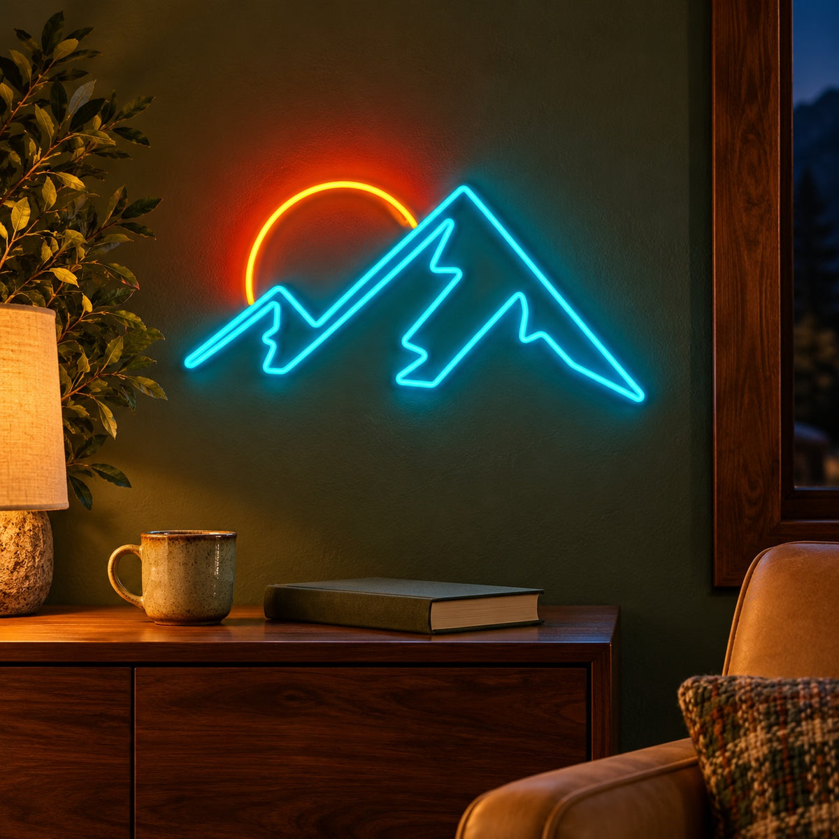 Mountain Peaks Sunset LED Neon Sign - advertising view