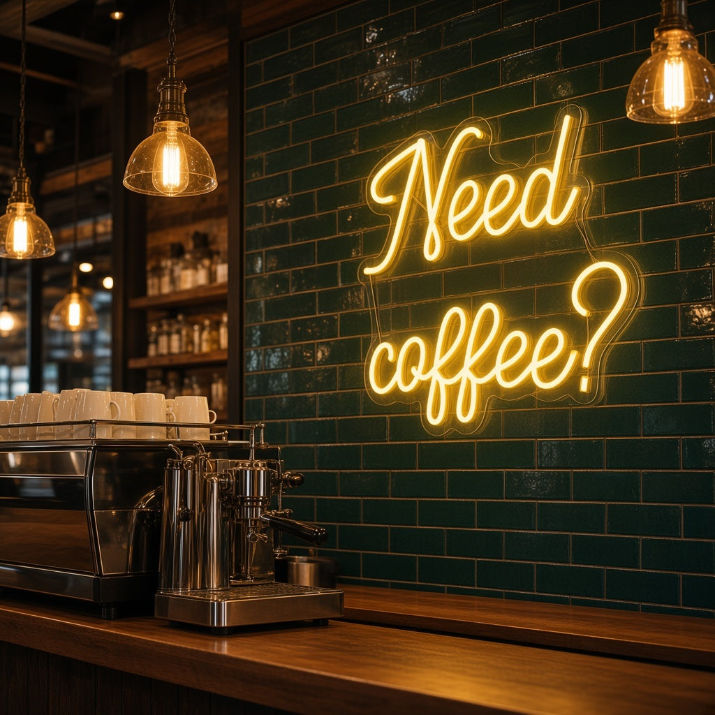 Need Coffee Coffee Shop Decor LED Neon Sign - advertising view
