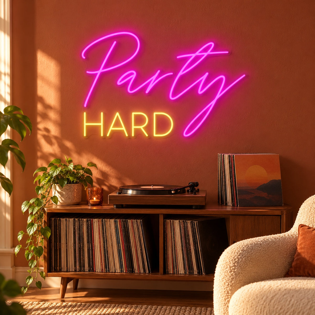 Party Hard LED Neon Sign - lifestyle view