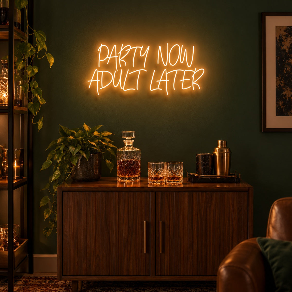 Party Now Adult Later LED Neon Sign - advertising view