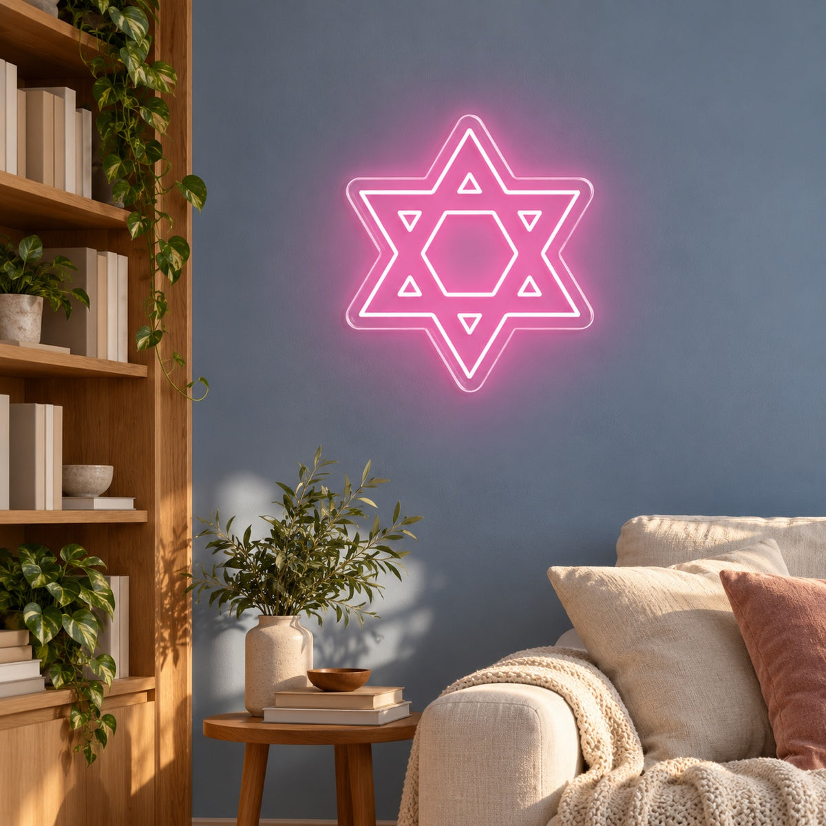 Geometric Star Of David LED Neon Sign - lifestyle view