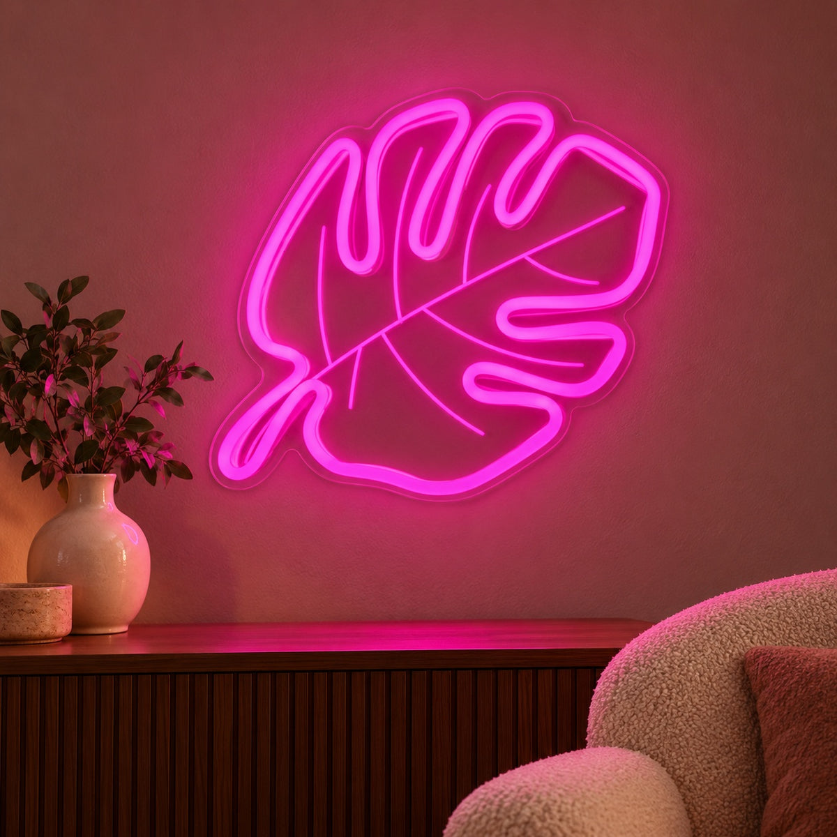 Monstera Leaf LED Neon Sign - advertising view