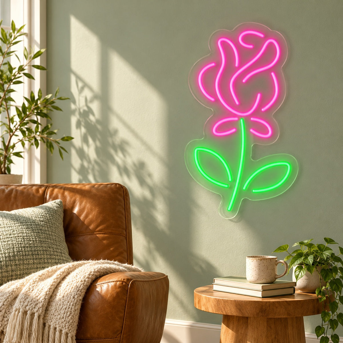 Rose Flower LED Neon Sign - lifestyle view