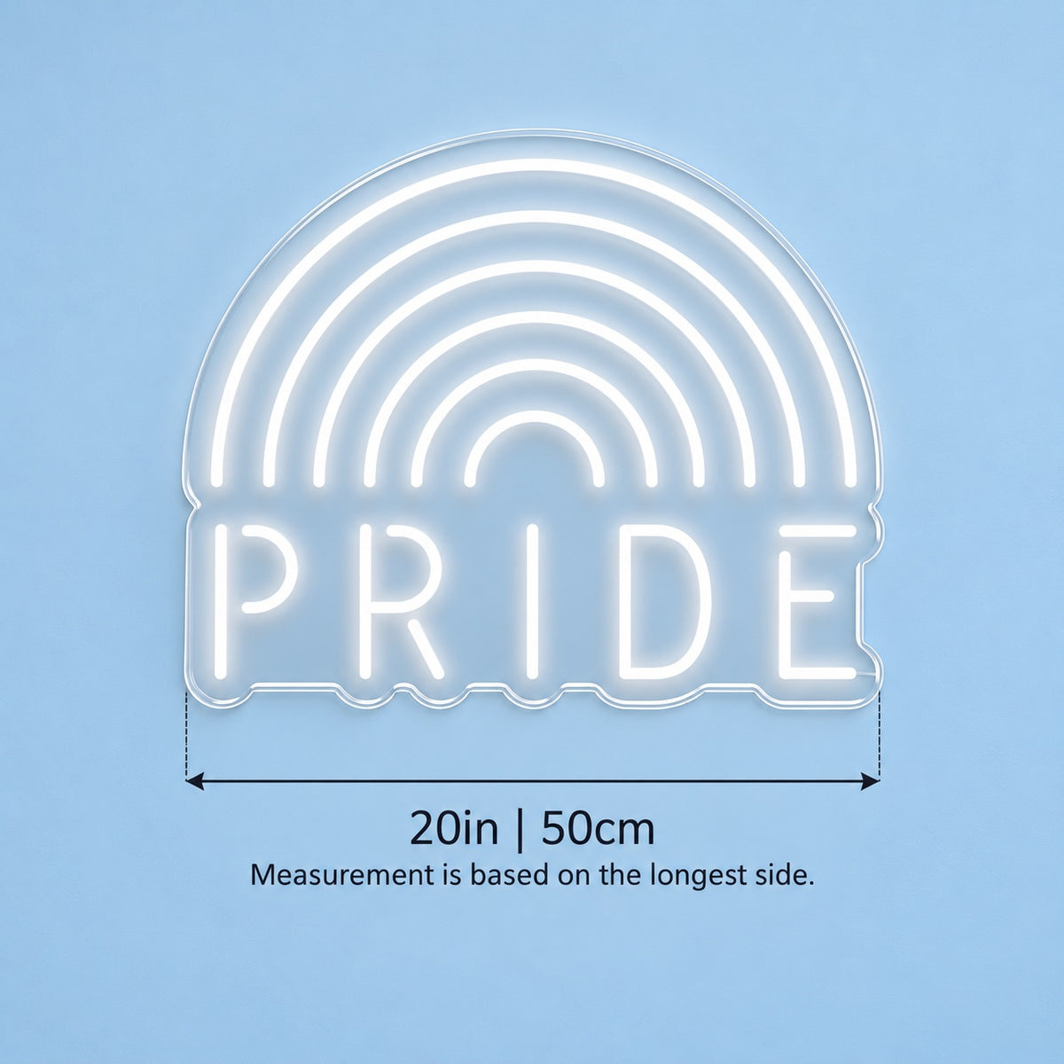 Pride LED Neon Sign - size guide