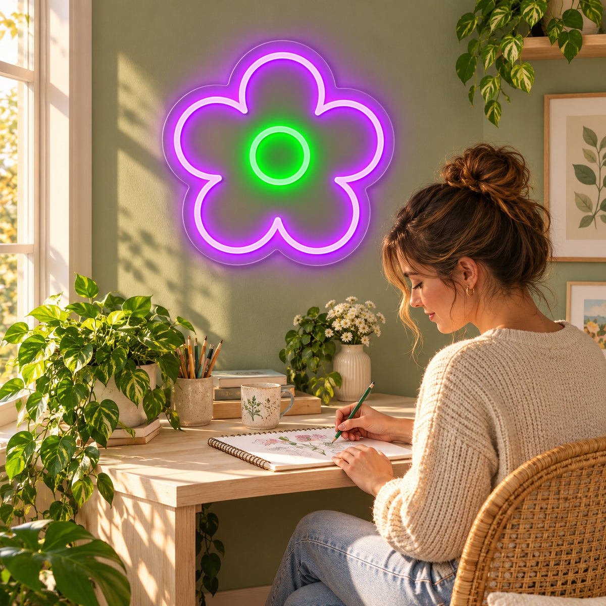 Flower LED Neon Sign - lifestyle view