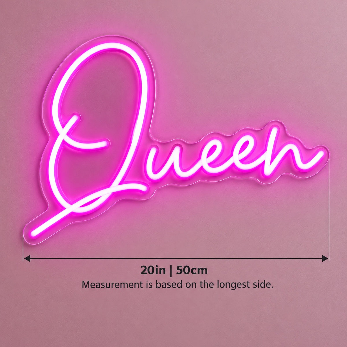 Queen LED Neon Sign - size guide