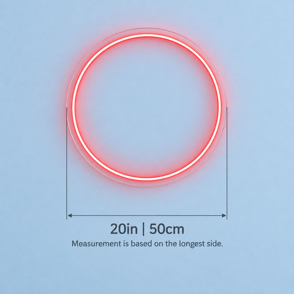 Circle LED Neon Sign - size guide
