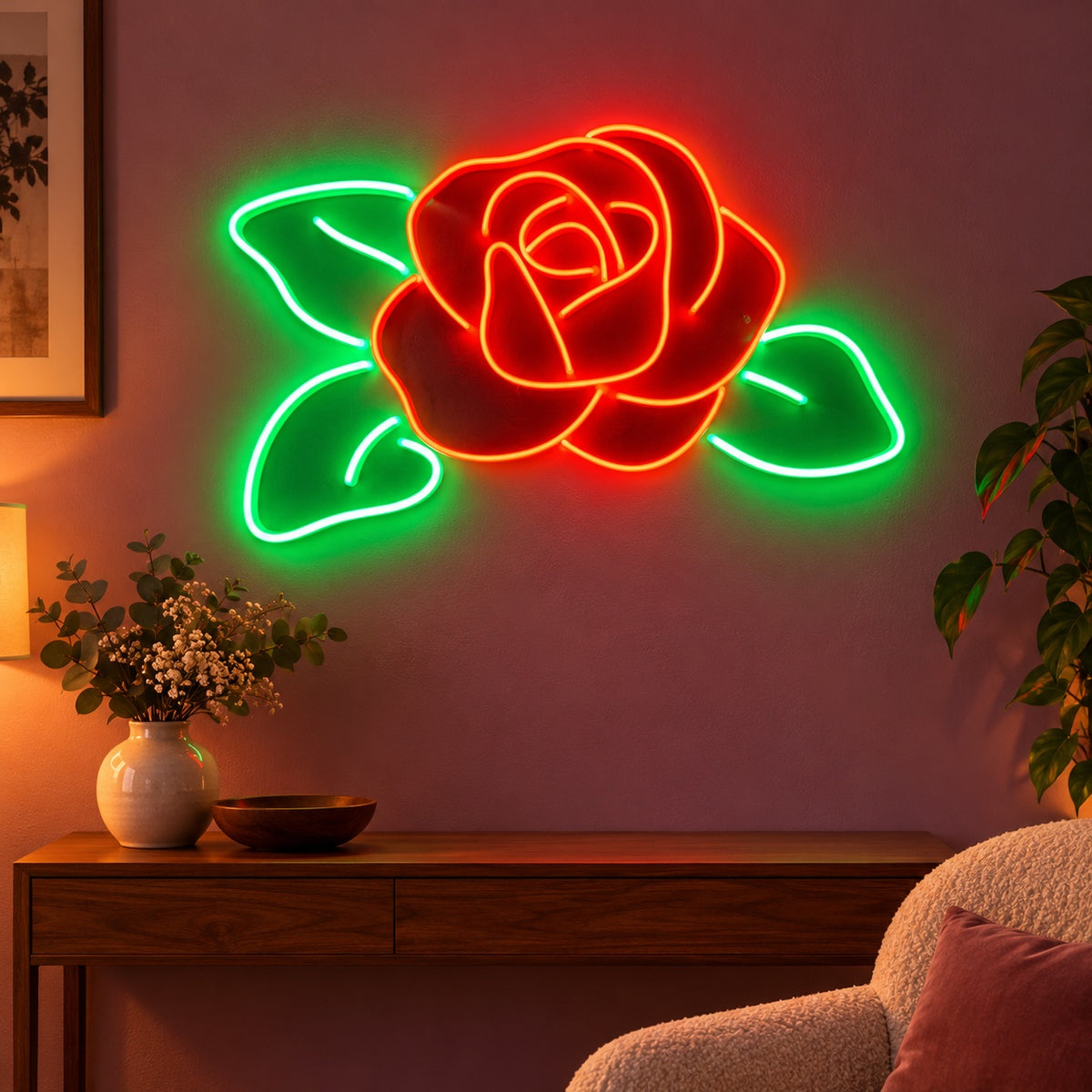 Rose Leaves LED Neon Sign - advertising view