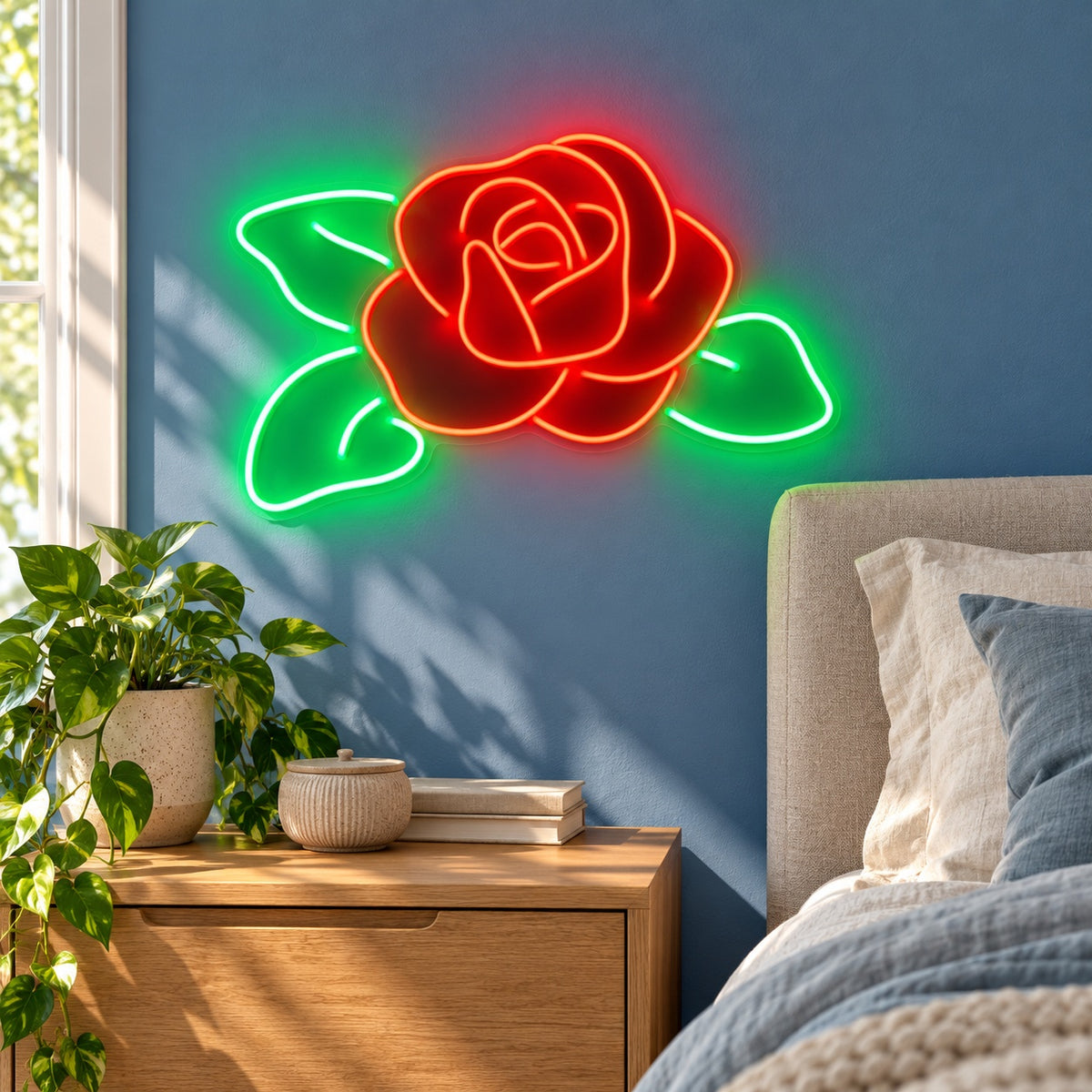 Rose Leaves LED Neon Sign - lifestyle view