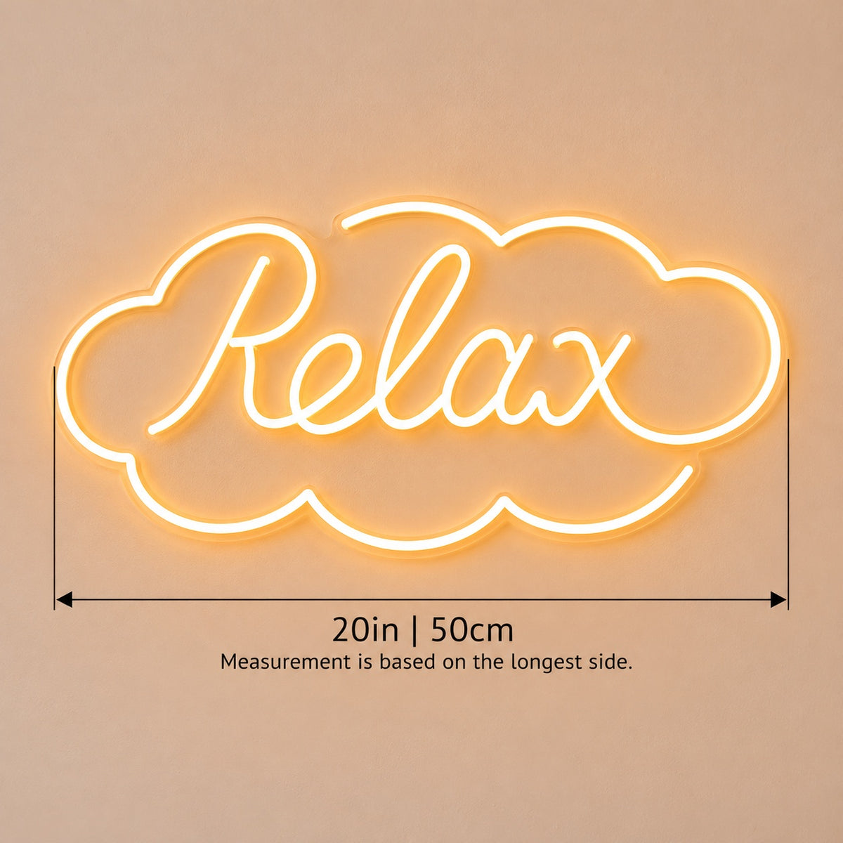 Relax LED Neon Sign - size guide