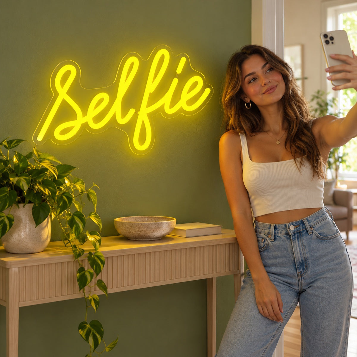 Selfie LED Neon Sign - lifestyle view