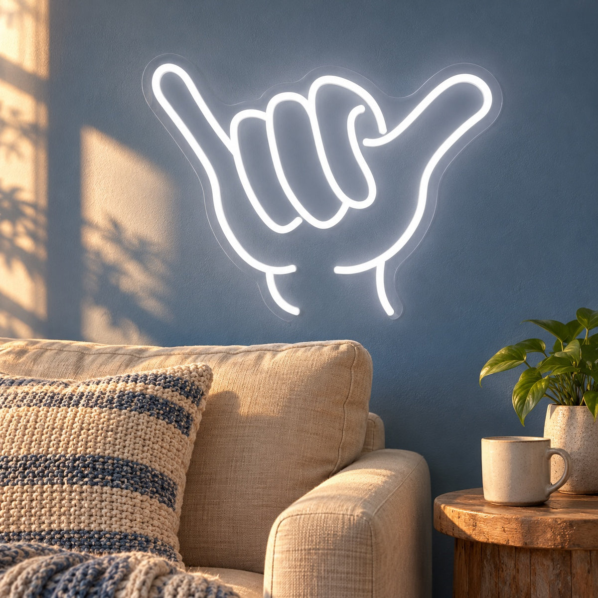 Shaka Hand Gesture LED Neon Sign - lifestyle view