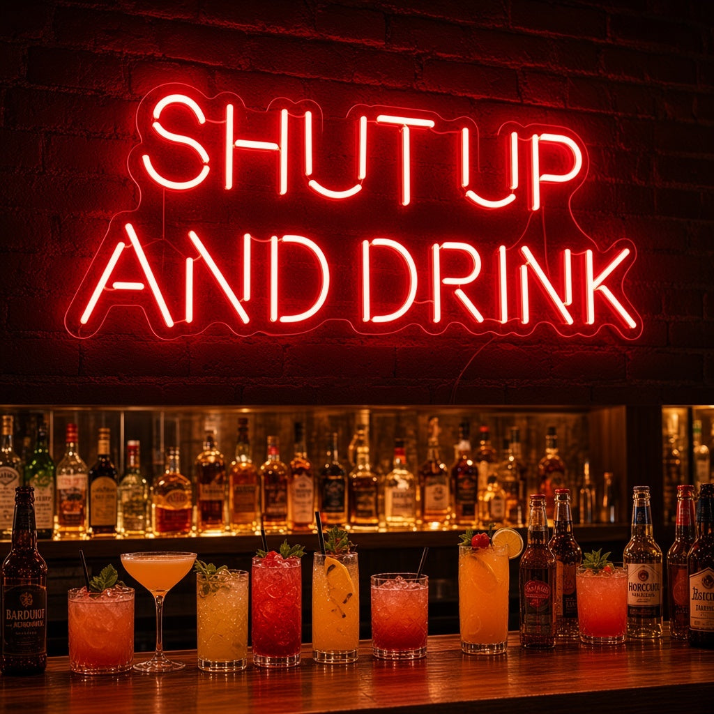 Shut Up And Drink LED Neon Sign - advertising view