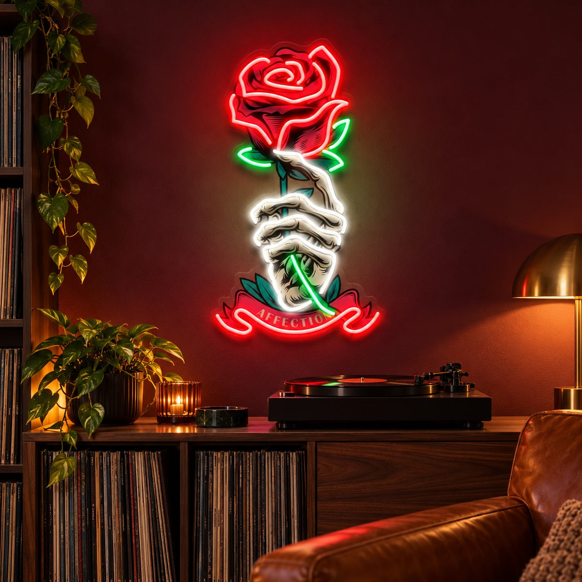 Skeleton Hand Rose LED Neon Sign - advertising view