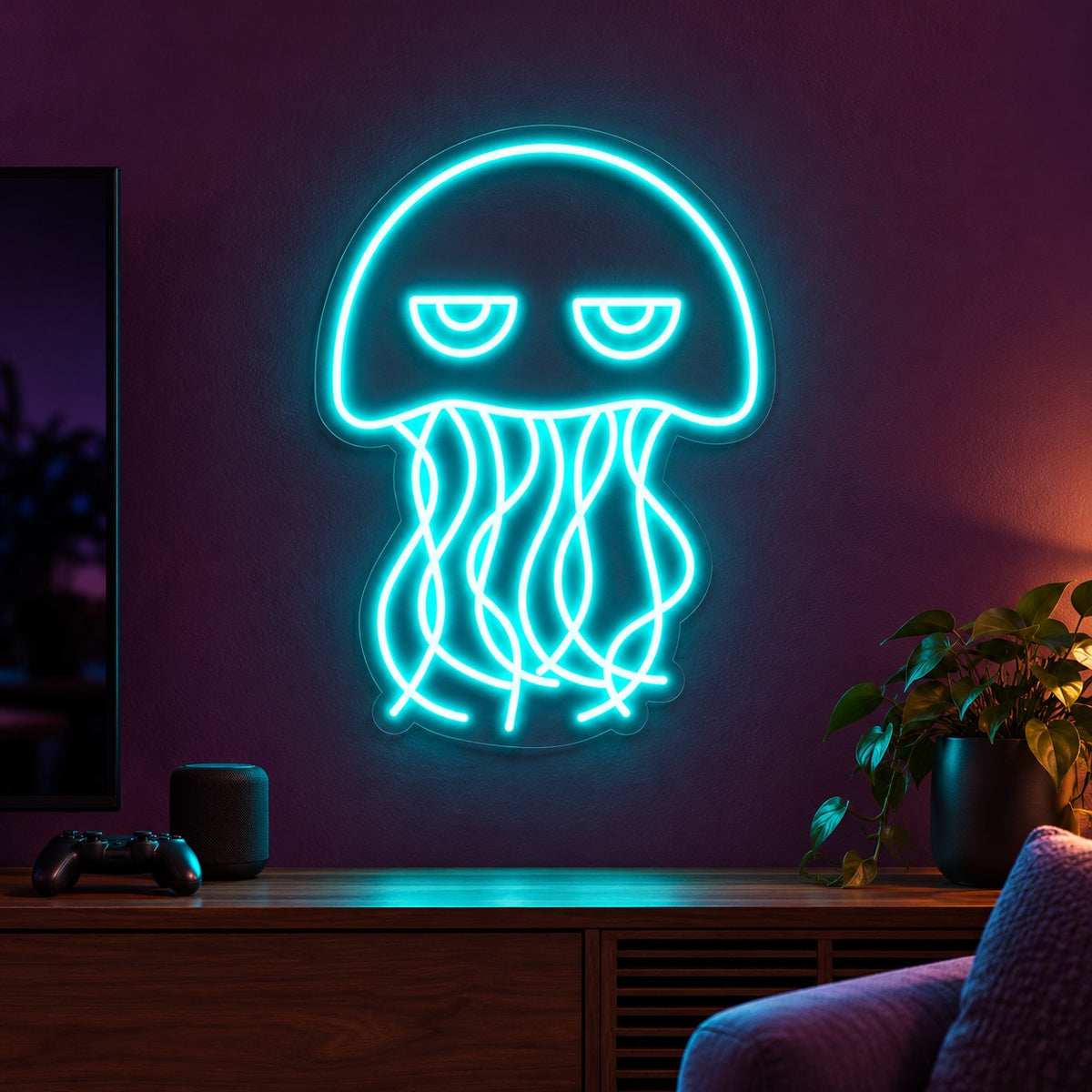Sleepy Jellyfish LED Neon Sign - advertising view