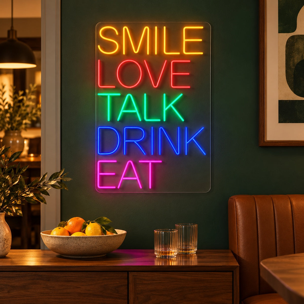 Smile Love Talk Drink Eat LED Neon Sign - advertising view