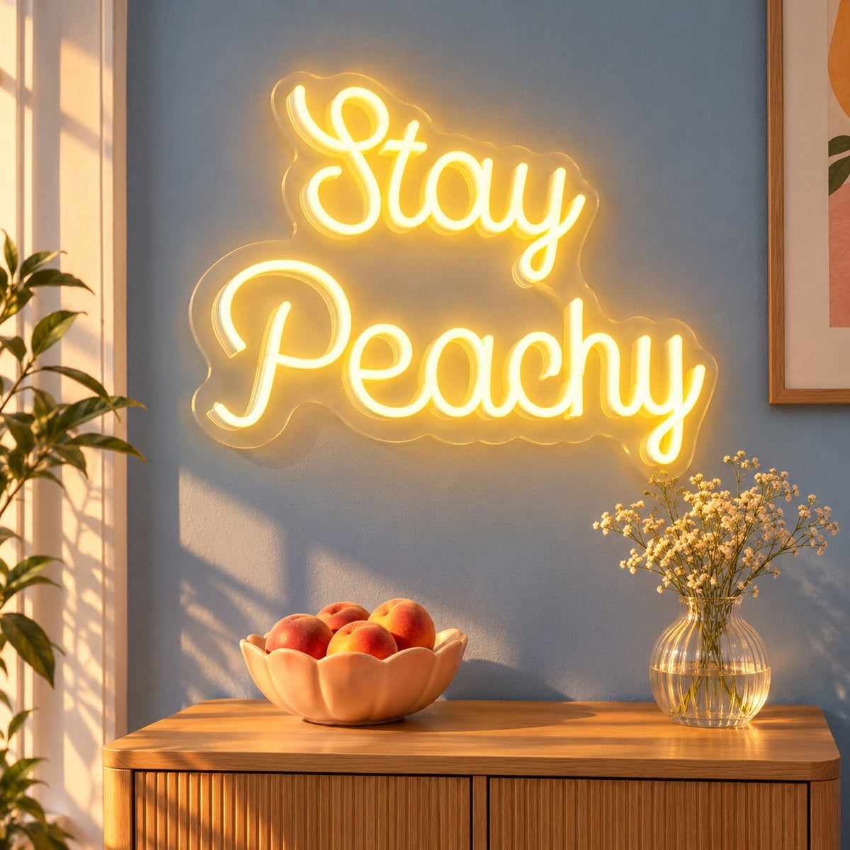 Stay Peachy LED Neon Sign - advertising view