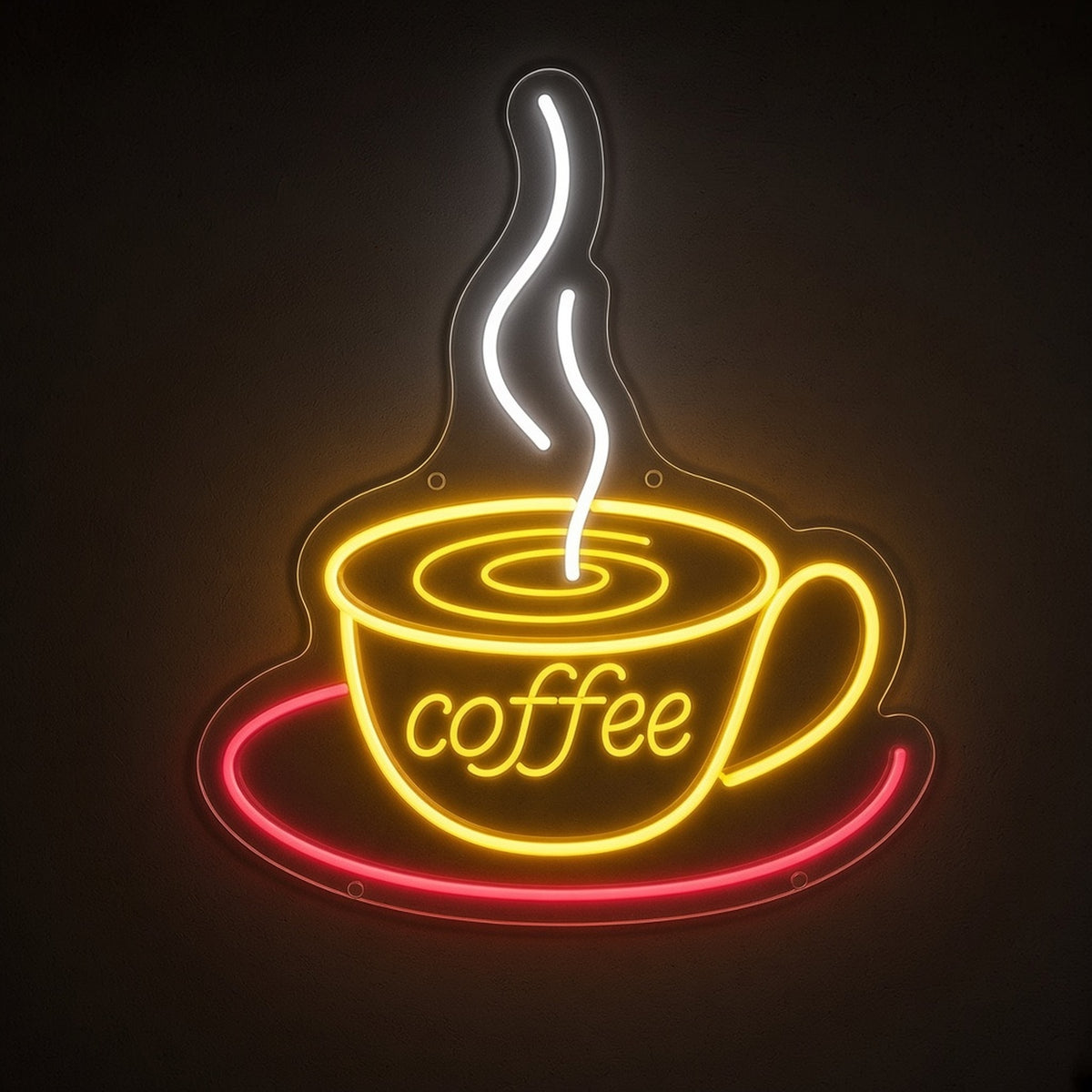 Steaming Coffee Cup and Saucer Multicolor Cafe Decor LED Neon Sign - product hero