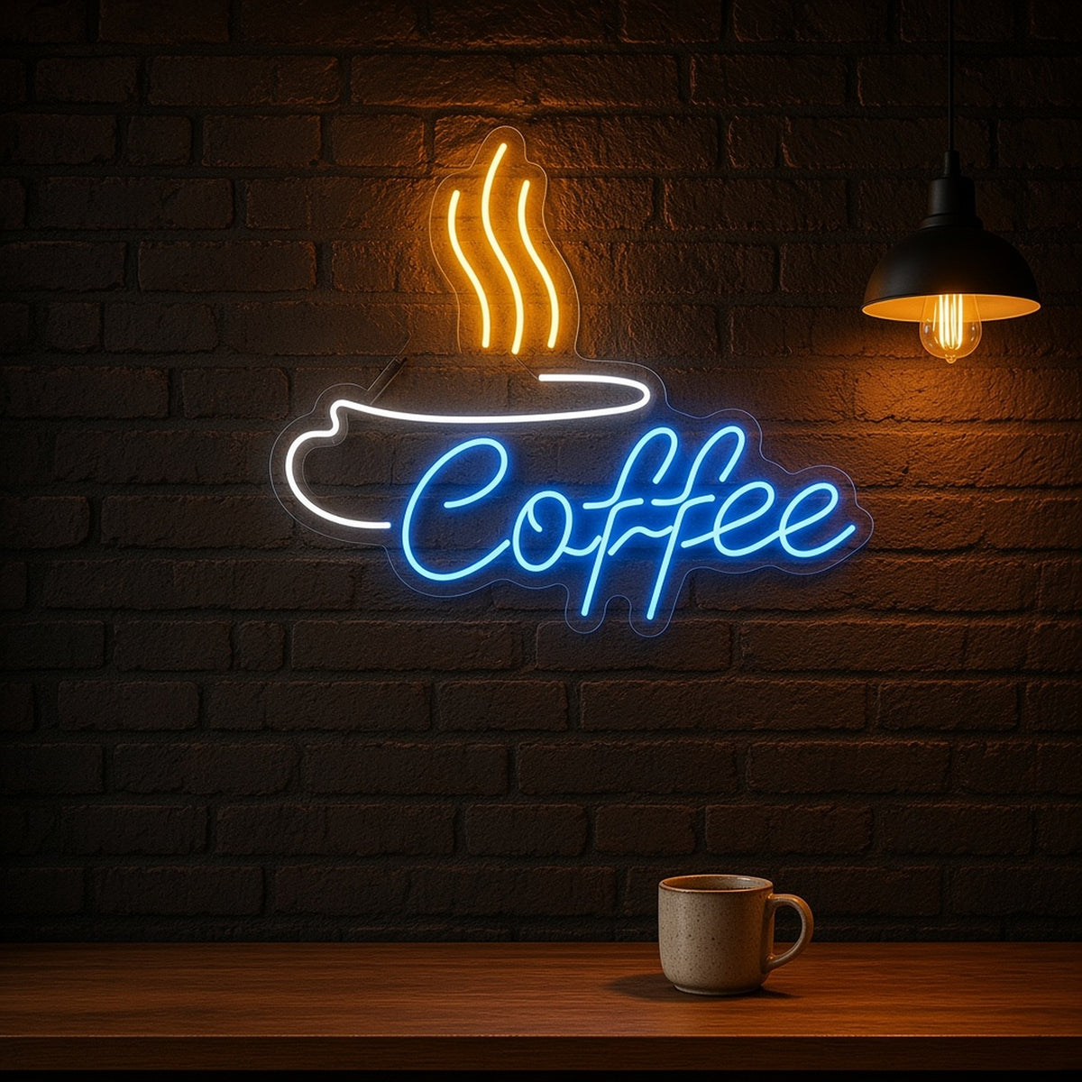 Steaming Coffee Cup Rim for Coffee Bar LED Neon Sign - advertising view