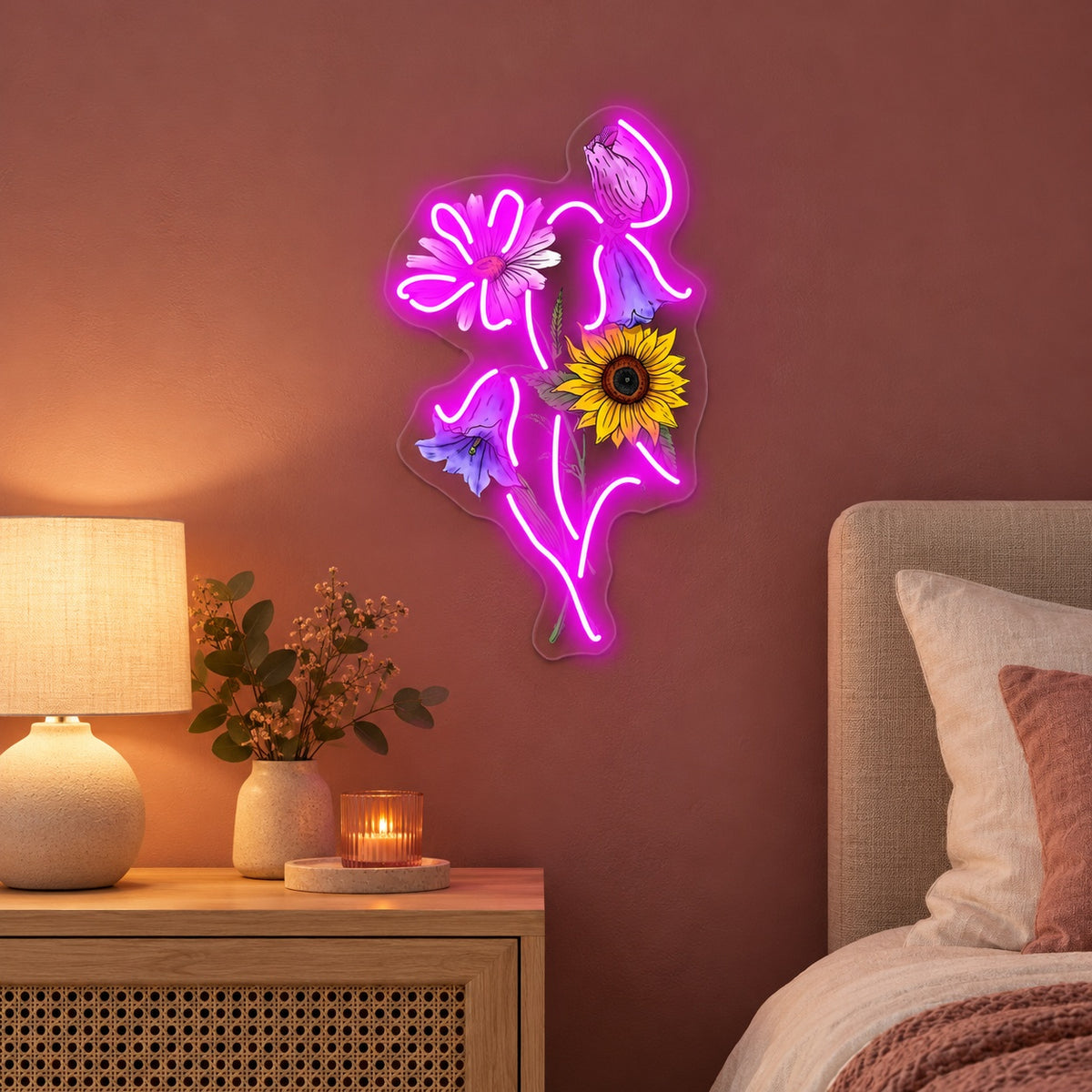 Sunflower Wildflower Bouquet LED Neon Sign - advertising view