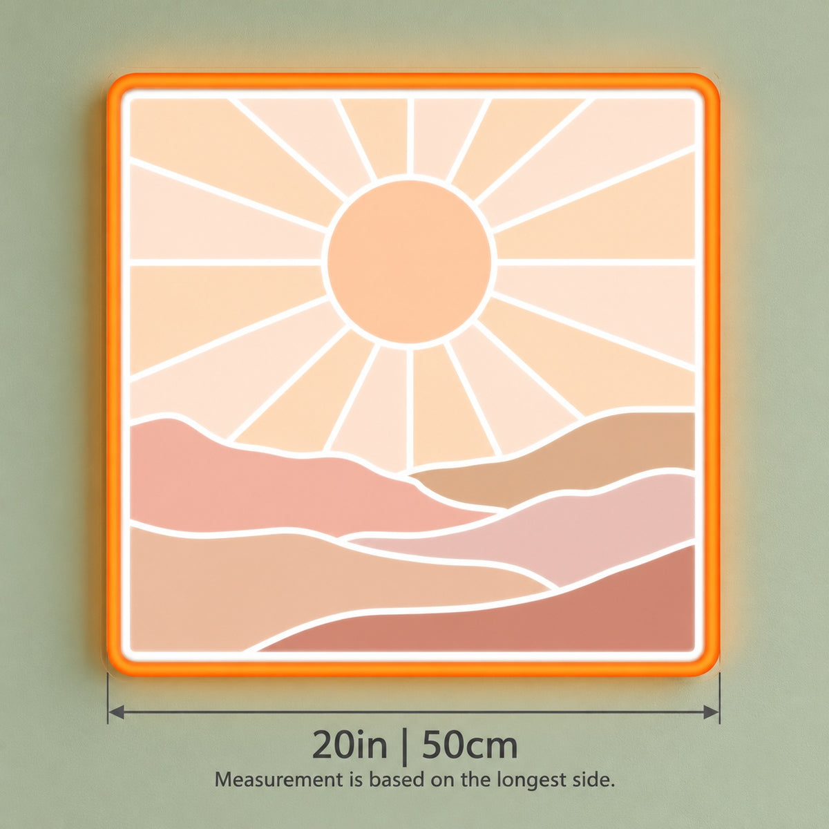 Sunrise Mountain Landscape LED Neon Sign - size guide