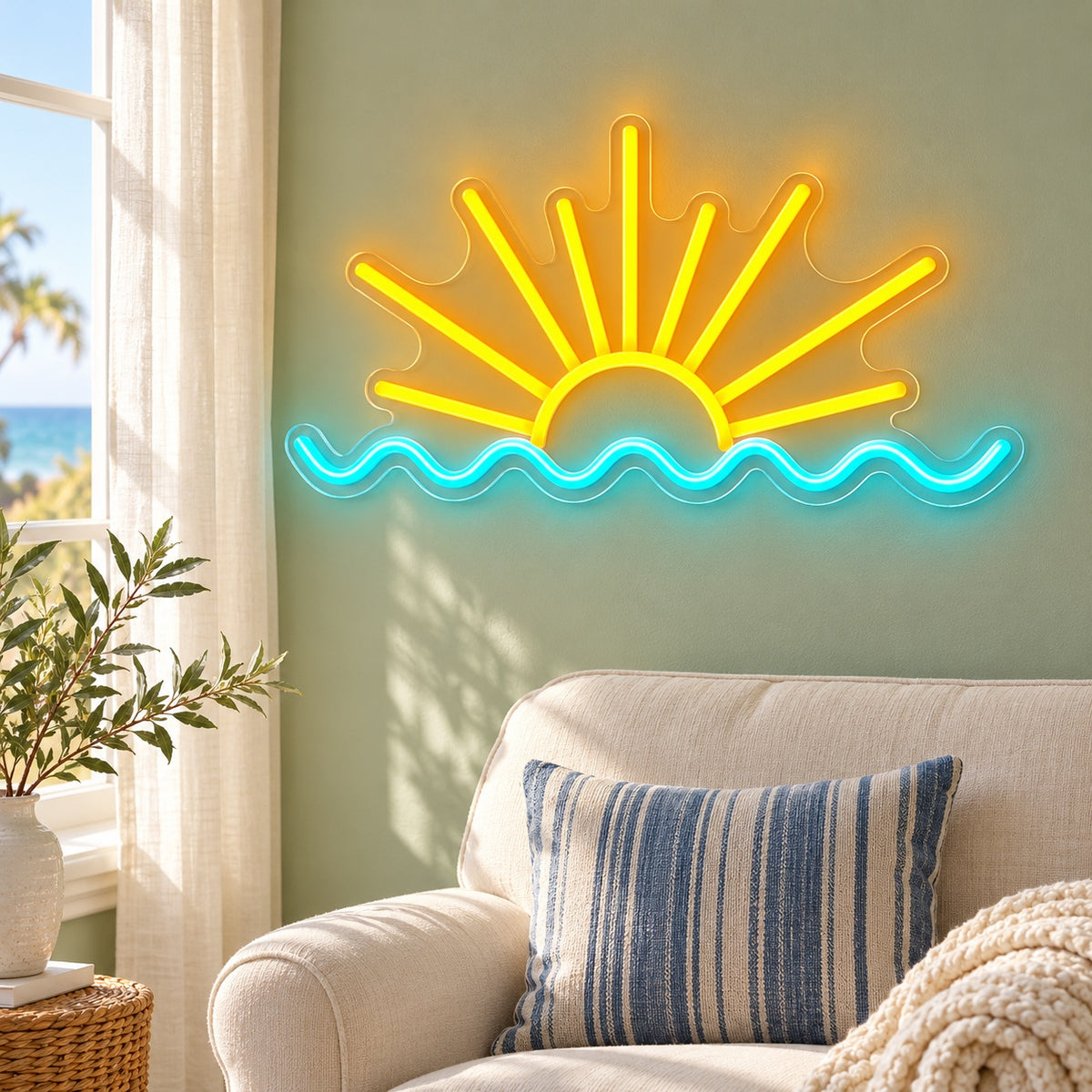 Sunrise Ocean Waves LED Neon Sign - lifestyle view
