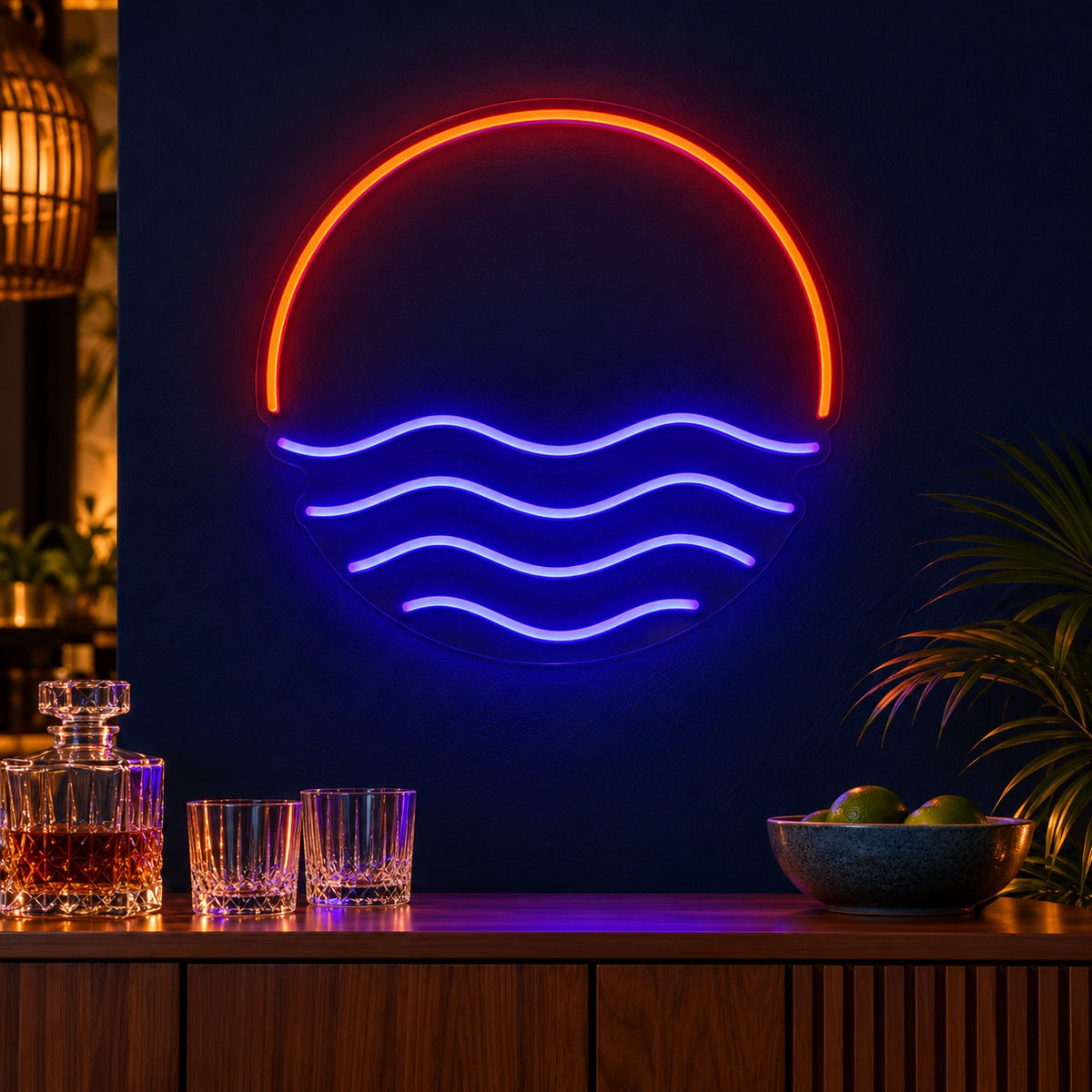 Sunset Ocean Waves LED Neon Sign - advertising view