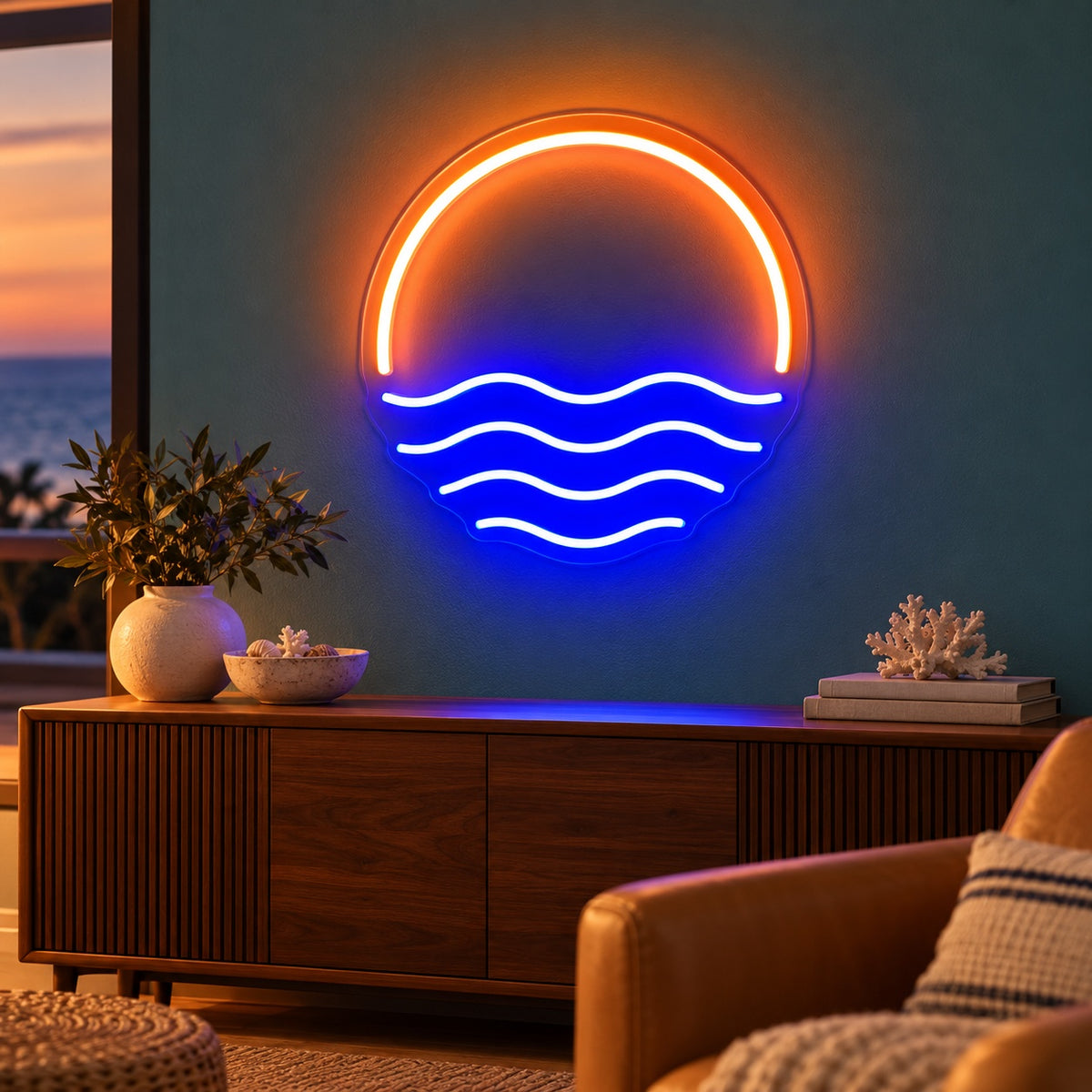 Sunset Ocean Waves LED Neon Sign - advertising view