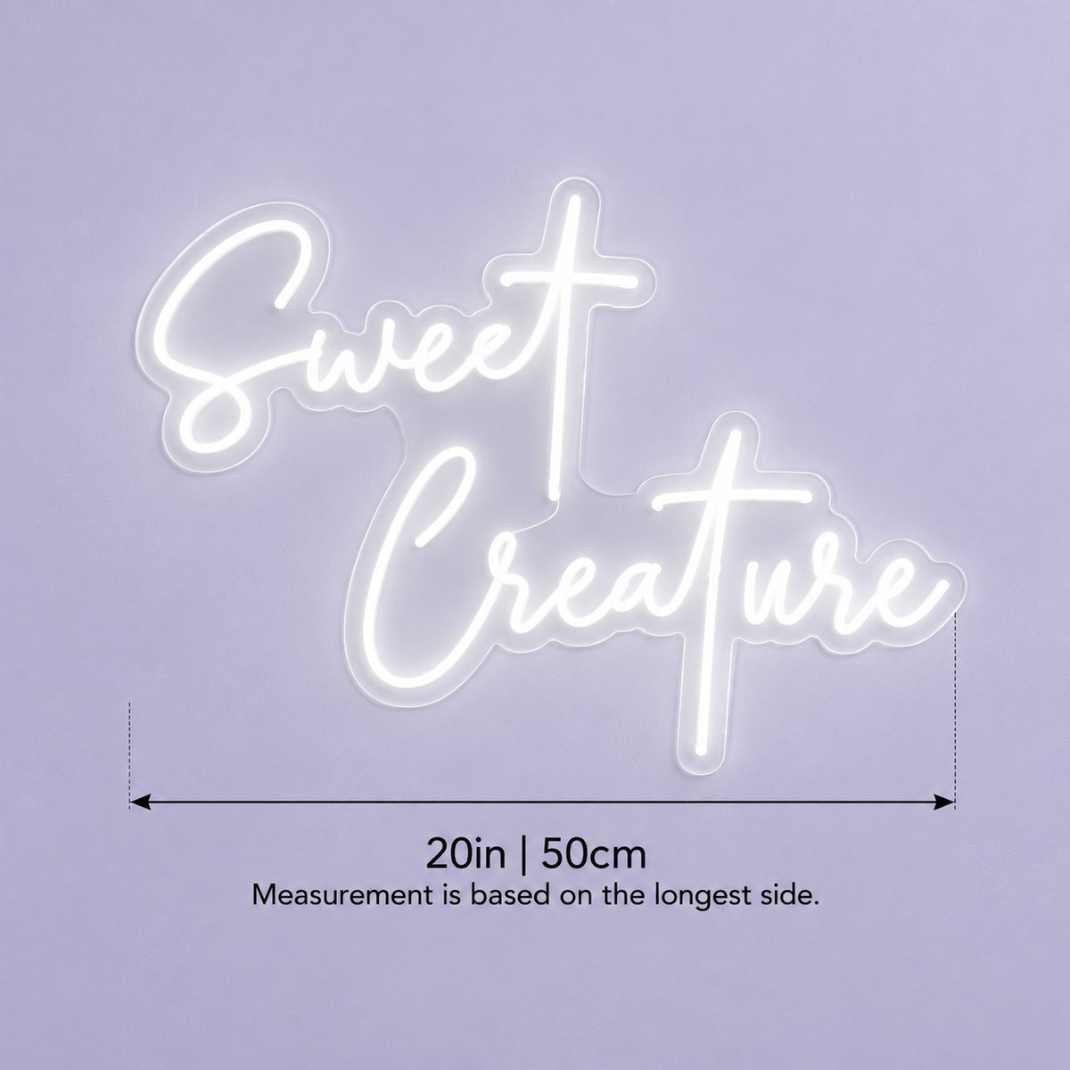 Sweet Creature LED Neon Sign - size guide