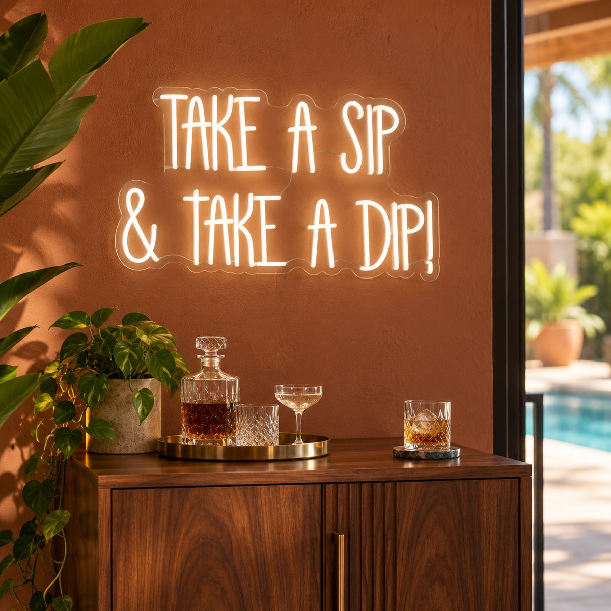 Take A Sip & Take A Dip! LED Neon Sign - advertising view