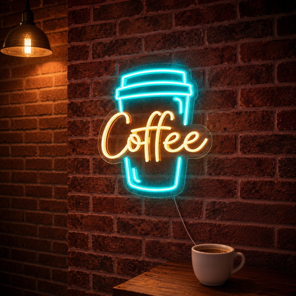 Takeaway Coffee Cup Cup Warm for Cafe Bar LED Neon Sign - advertising view